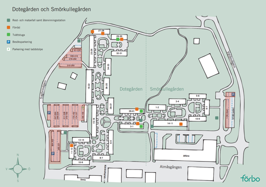 Karta med markering över tillståndsparkeringen